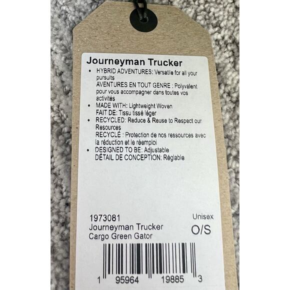 Prana Journeyman Trucker Snapback Hat, Mesh Later Gator, Cargo Green Gator, NWT - Picture 4 of 4